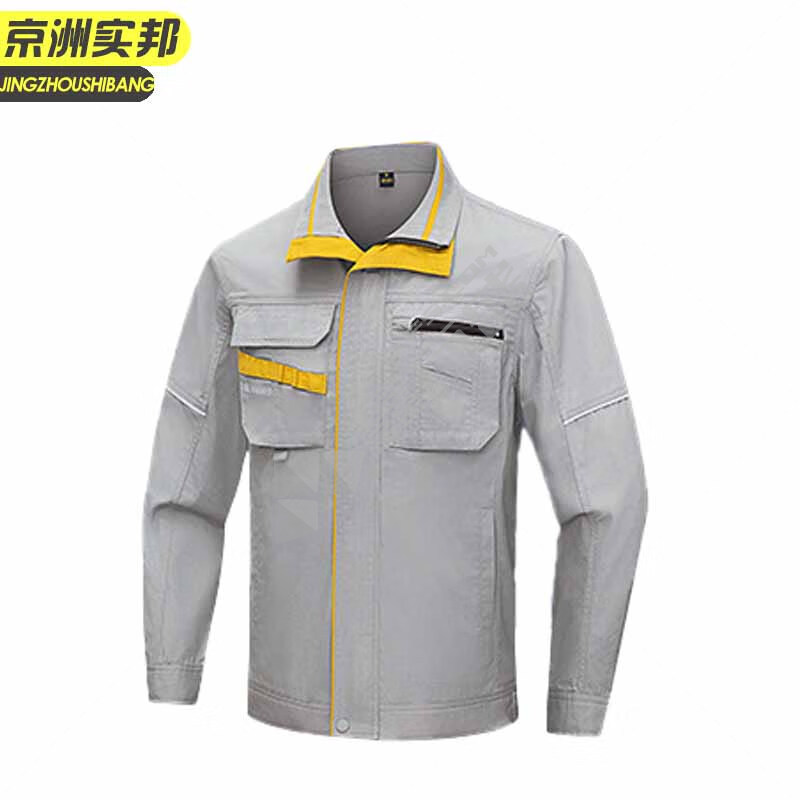 京洲实邦 长袖反光条工作服上衣 180 灰色 XFS-LBF086