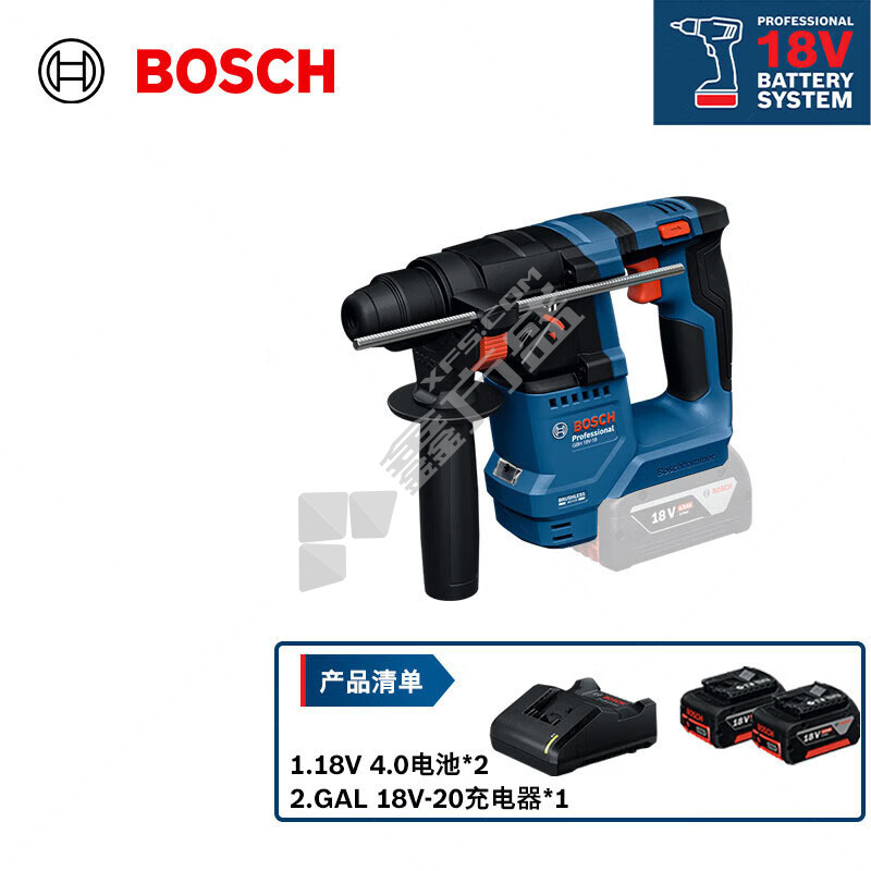 博世 GBH18V-18 充电式电锤 两用 两电一充 18V 4.0Ah*2组