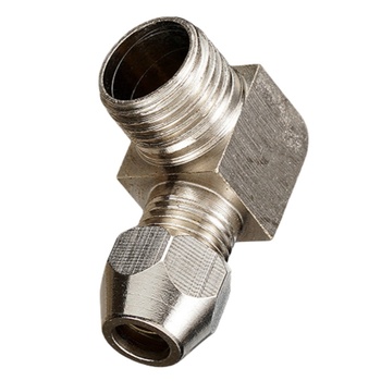 谦华智科 PL系列 L型卡套外丝螺纹 铜镀镍 弯接头 PL6-04 6mm 4分 银色