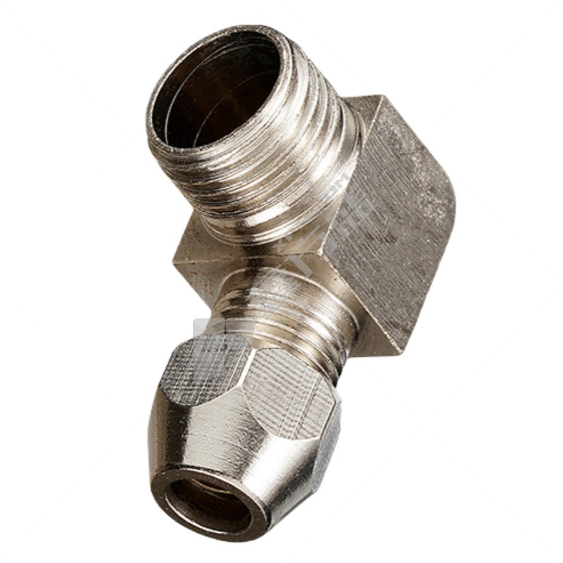 谦华智科 PL系列 L型卡套外丝螺纹 铜镀镍 弯接头 PL6-04 6mm 4分 银色