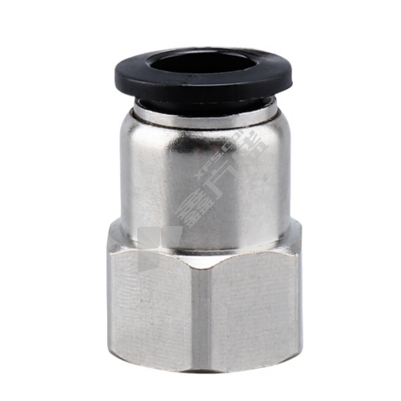 谦华智科 PCF系列 快插转内丝螺纹 铜镀镍 直通接头 PCF8-01 8mm 1分 银色