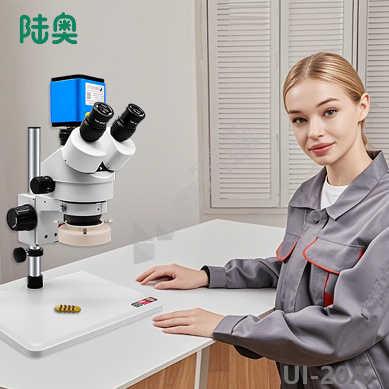 陆奥 UI-20A 高清体视旗舰版显微镜 电子 超高精细5-300X连续变倍 光学 15-90X连续变倍