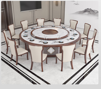 臻远 手动转盘圆餐桌 240*75cm/灰色