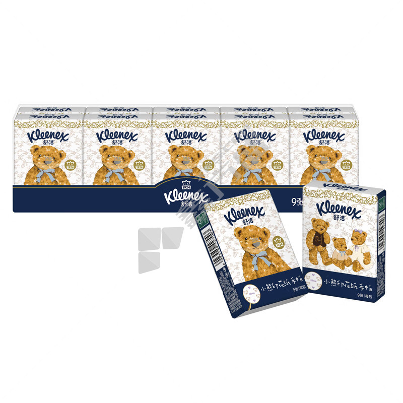 金佰利 0045-00 舒洁小熊印花纸手帕 3层 9张/包 10包/条 36条/箱