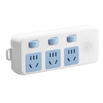 公牛 3位五孔 分控开关 新国标插排 GN-314W 10A 无导线 白蓝色