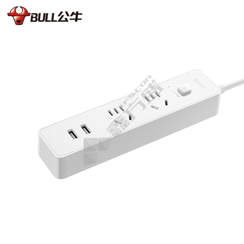 公牛 2位五孔 插排 GNV-UUB122 10A 总控开关 1.5m 白色 2个USB接口 12W