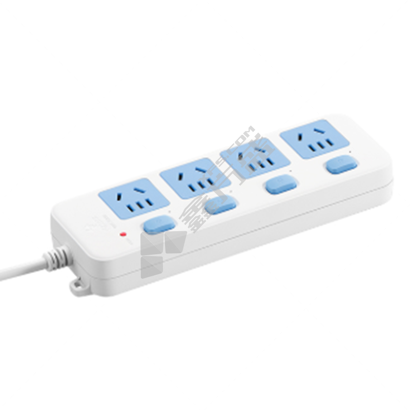 公牛 4位五孔 无开关 插排 GN-315 10A 5m 白蓝色