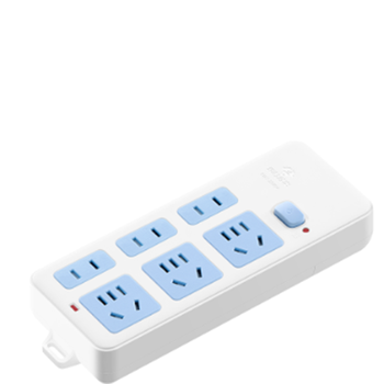 公牛 3位五孔+3位两孔 总控开关 插排 GN-402 10A 无导线 白蓝色