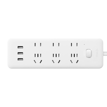 公牛 3位五孔+3位两孔 插排 GN-609 10A 总控开关 3m 白蓝色