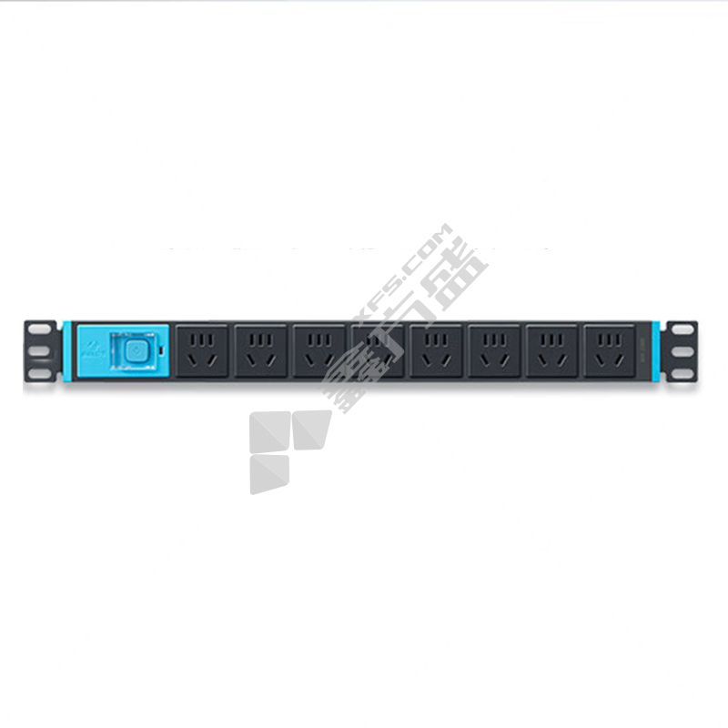 公牛 7位五孔+1位三孔 总控开关 纸盒装机柜插排 GNE-108D 10A/16A 1.8m 蓝黑色