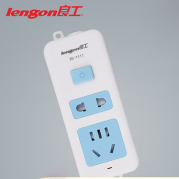 良工 T系列 2位（1+1）总控 插排 XD-T111 10A 有线 2.8m