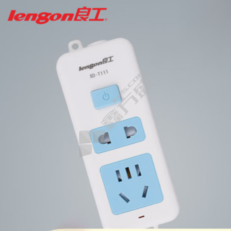 良工 T系列 2位（1+1）总控 插排 XD-T111 10A 有线 2.8m