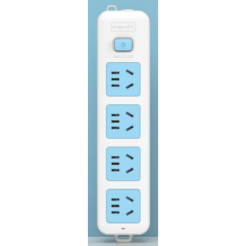 良工 4位五孔 插排 XD-T104(重复) 10A 总控开关 无线 白蓝色