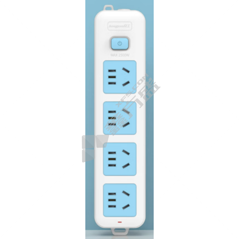 良工 4位五孔 插排 XD-T104(重复) 10A 总控开关 无线 白蓝色