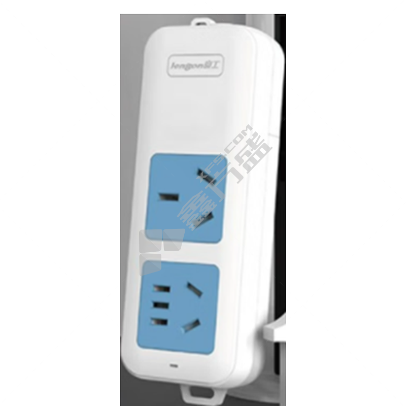 良工 1位五孔+1位三孔 插排 XD-T202B 16A 无开关 1.8m 白蓝色