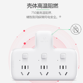 公牛 3位五孔 一转多转换器 GN-96033(重复) 10A 分控开关 无线 白色