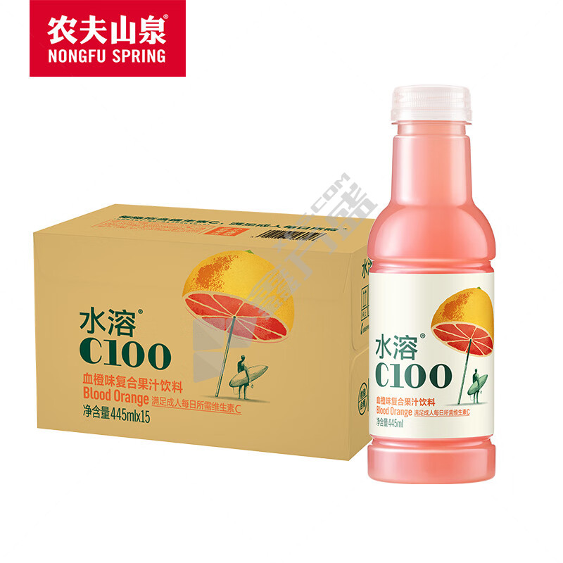 农夫山泉 水溶C100血橙饮料 445ml 血橙味 15瓶/箱