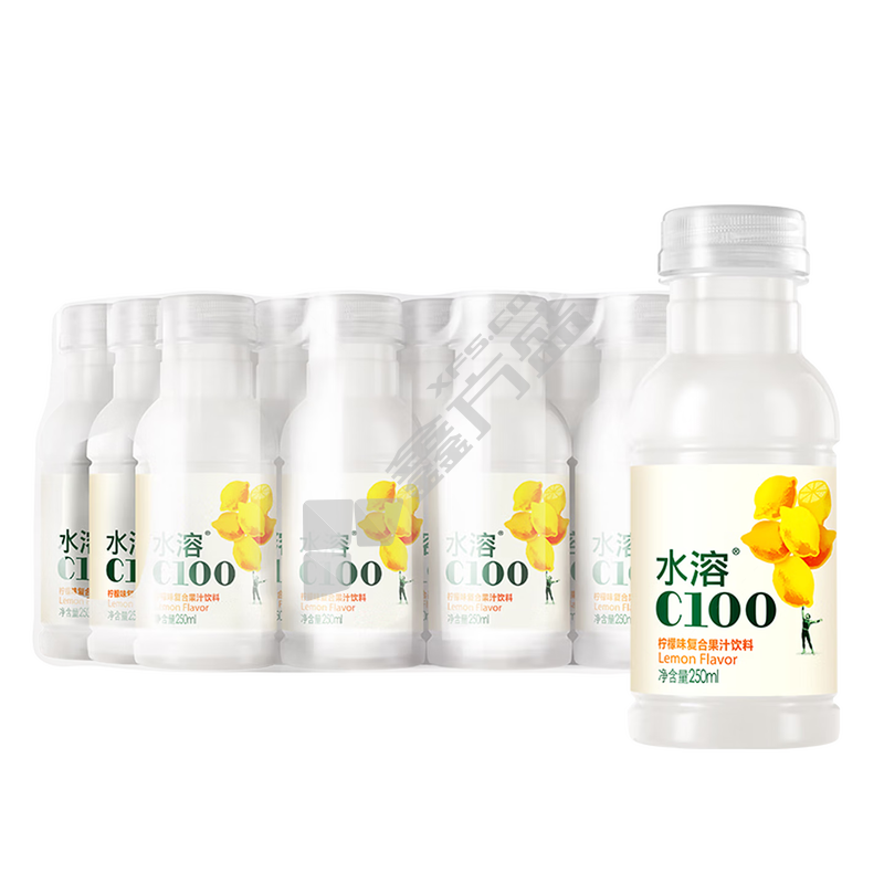 农夫山泉 水溶C100柠檬饮料 250ml 柠檬味 12瓶/箱
