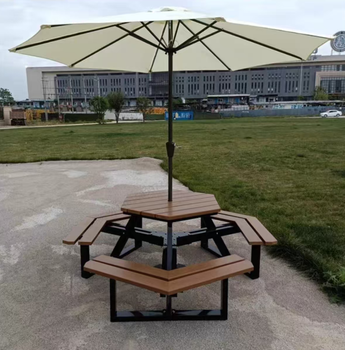 国产优品 户外组合桌椅含伞 2m*2m*75cm