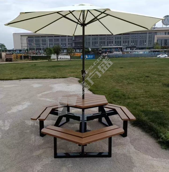 国产优品 户外组合桌椅含伞 2m*2m*75cm