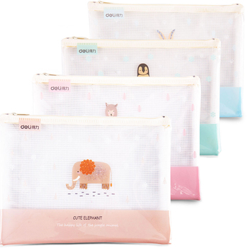 得力 5990 墨之彩小猫拉链袋 A4 颜色随机 5990