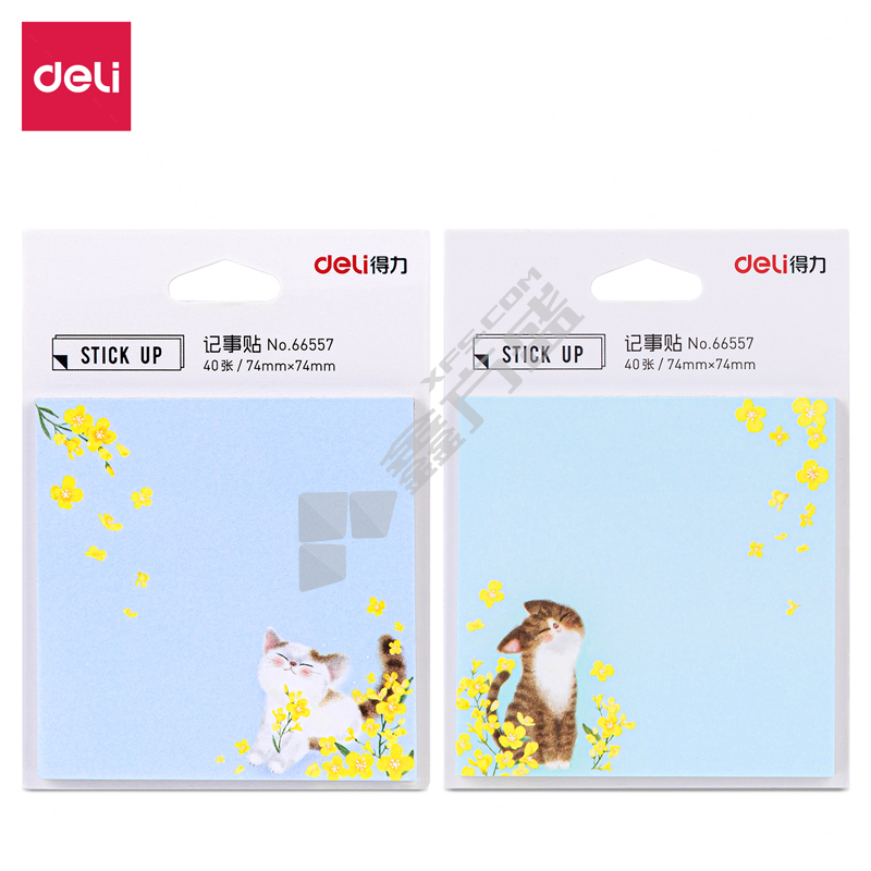 得力 66557 百事贴 74*74mm 40页 白猫蓝 黄猫蓝