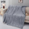 伊伊爱 YTK25511 纯色子母条兔毛绒毛毯 200*230cm 浅灰色