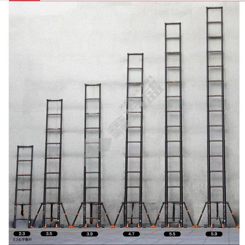 德国巴芬 加厚铝合金升降梯 四脚单面防晃直梯 3.5m