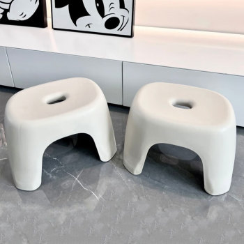 侑家良品 塑料凳子家用小板凳浴室加厚防滑凳简易垫脚小矮凳 浅灰白 小号（1个装）