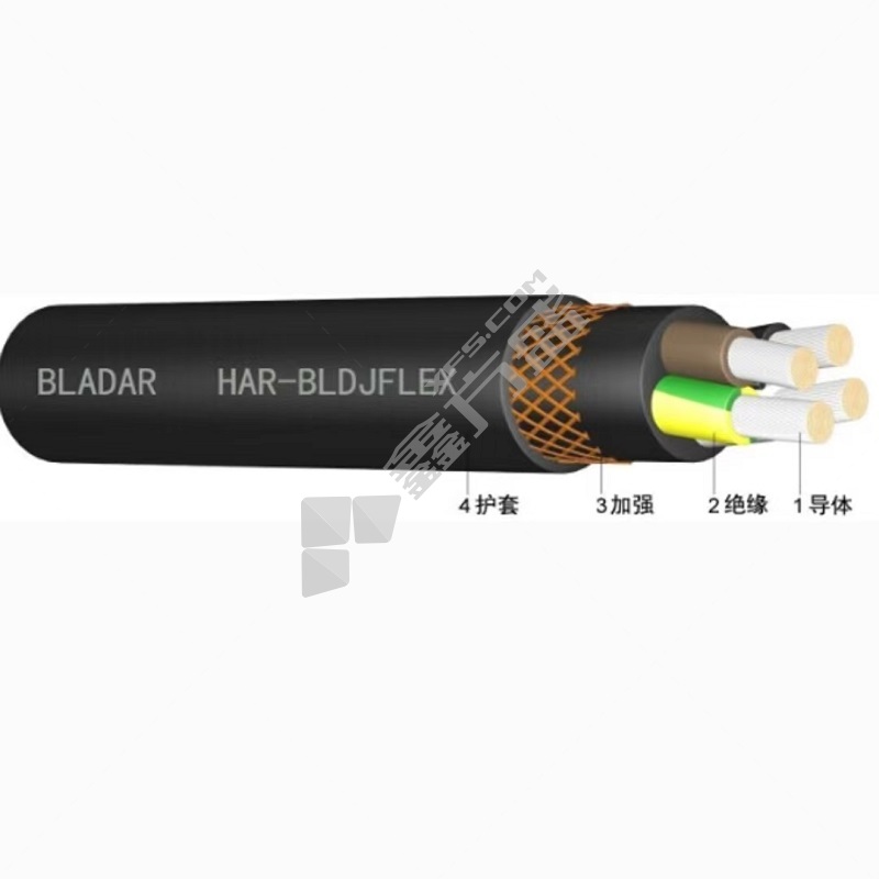 BLADAR 贝力达 特种电线电缆 拖链电缆 HAR-BLDJFLEX-UD 3×25mm2+1×16mm2