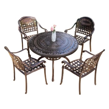 傲庭 户外铸铝桌椅套装 正格4椅+120CM兰花园台