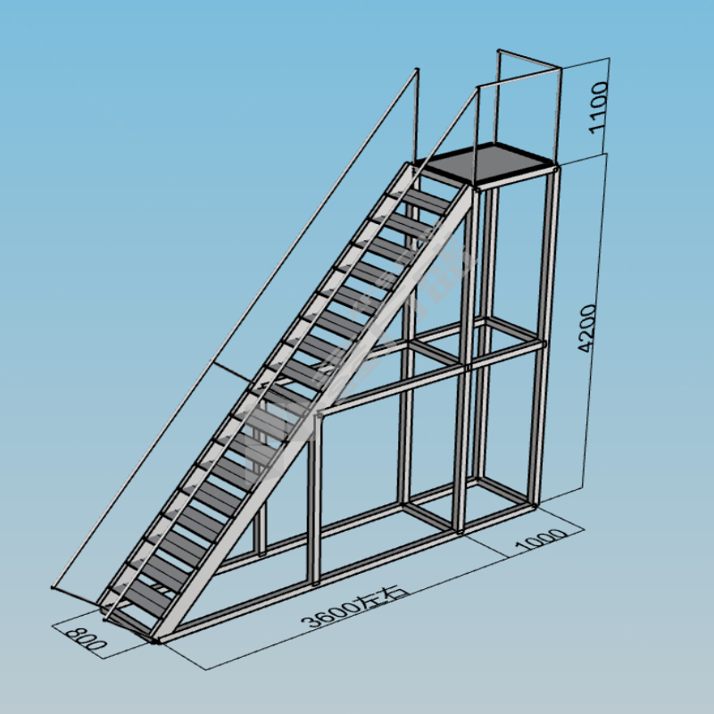 宏程 爬梯 移动登高梯 平台梯 方管6300元/吨 高4.2米