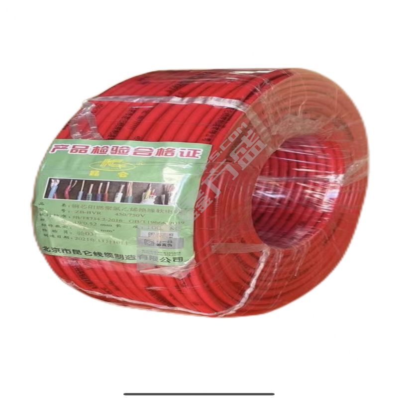 昆仑 铜芯聚氯乙烯绝缘电线BVR软质 红色100m/盘（单股多芯线)1*4.0mm2