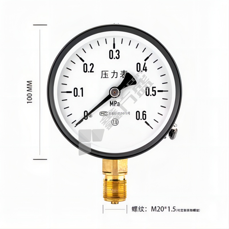 虎牌 普通压力表 Y-100 0~0.6mpa