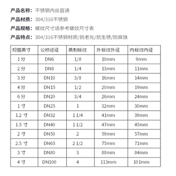 鼎盛 内接头 DN15 304