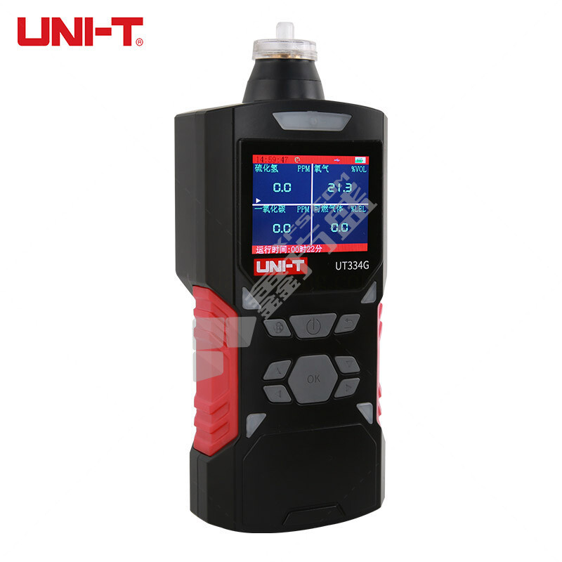 泵吸式四合一气体检测仪. UT334G+ 检测气体：氧气、一氧化碳、硫化氢、可燃气体，测量范围：氧气0-30%VOL，一氧化碳0-1000PPM，硫化氢0-100PPM，可燃气体0-100%LEL；具有测量曲线周期显示，DD.