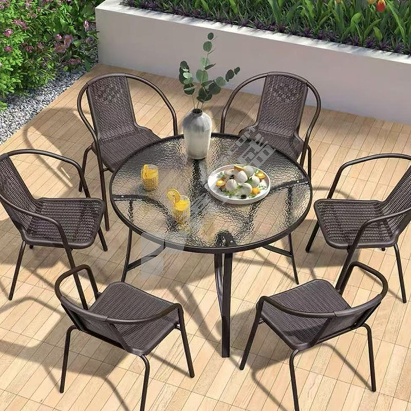 藤制桌子  一桌二椅 800mm/咖啡色