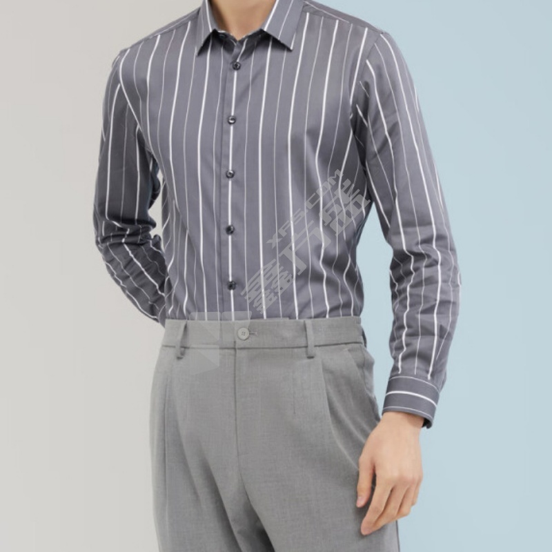 雅戈尔 长袖衬衫男条纹 41码/灰色/混纺