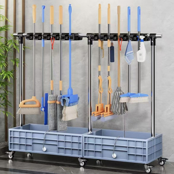 国产优品 移动拖把清洁架 8拖10钩/68*40*100cm/20kg/单层