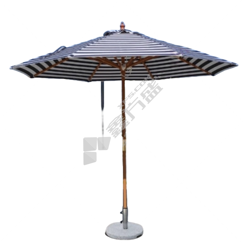 国产优品 带70cm一桌四椅圆形条纹遮阳伞 2.7m 4.8cm柱 配大理石底座/黑白