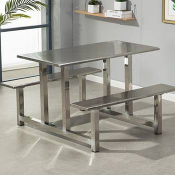 乐创 ZY-BXG-322 不锈钢食堂桌椅 1400*700*750mm/不锈钢色