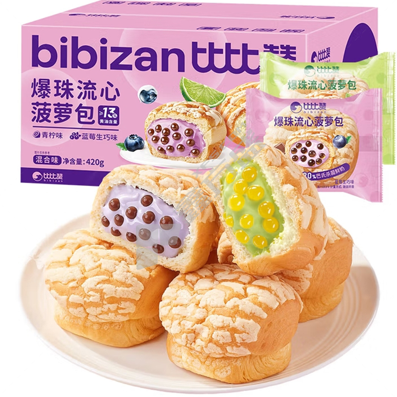 比比赞 爆珠流心菠萝包 420g/菠萝味