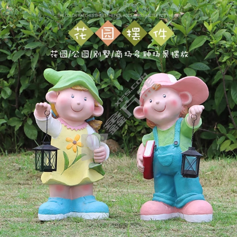 国产优品 卡通娃娃雕塑 背包女孩35CM*35CM*81CM拿书男孩32CM*27CM*80CM提灯女孩26CM*25CM*50CM提灯男孩28CM*20CM*49CM