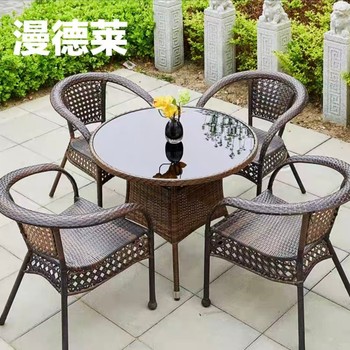 漫德莱 园林桌椅 4个藤椅（76*59cm）+1个桌子（70*68cm）...