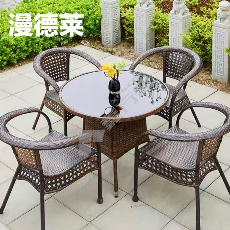 漫德莱 园林桌椅 4个藤椅（76*59cm）+1个桌子（70*68cm）...