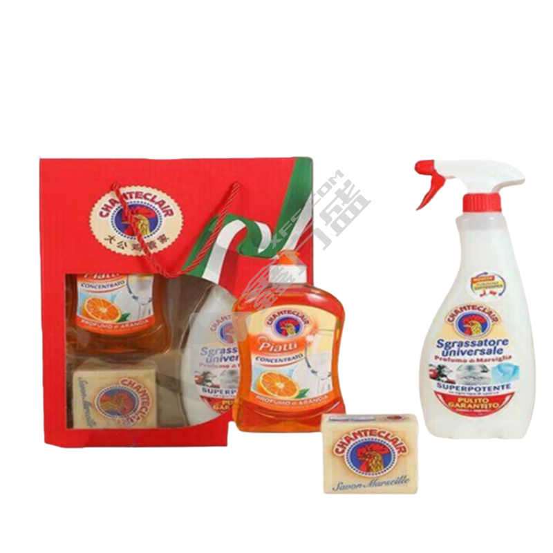 大公鸡 洗洁精版三件套礼盒 油污净600ml*洗洁精600ml*马赛皂300g