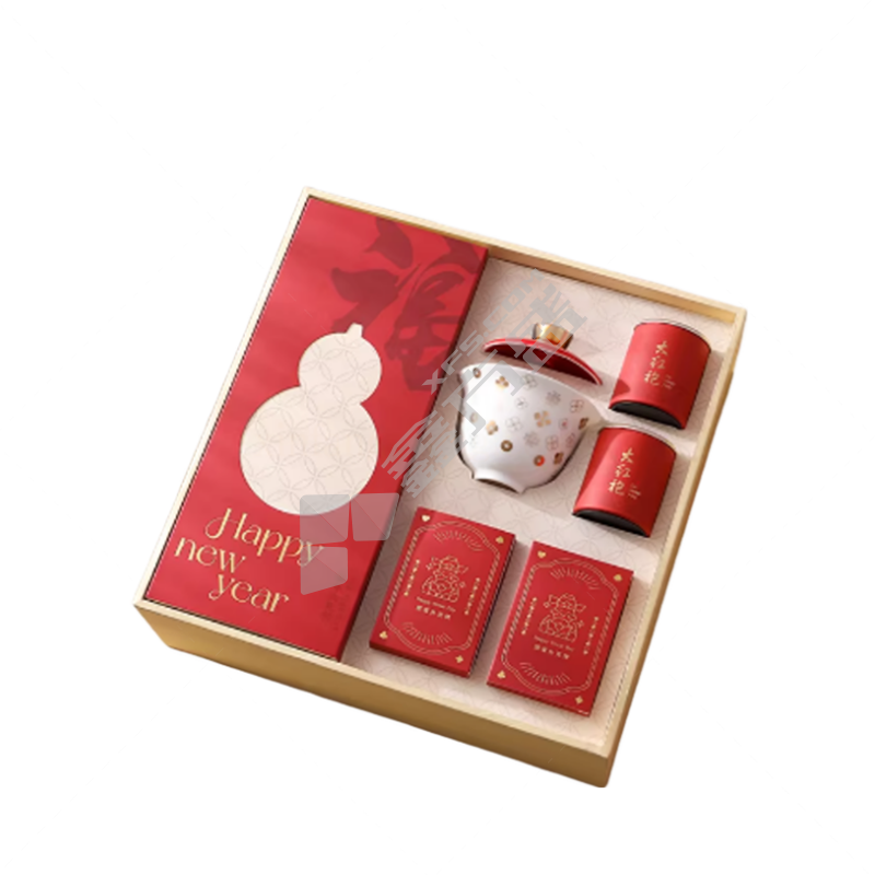 国产优品 商务伴手礼定制logo 新年大礼包+新春盖碗茶*大红袍*新春掼蛋