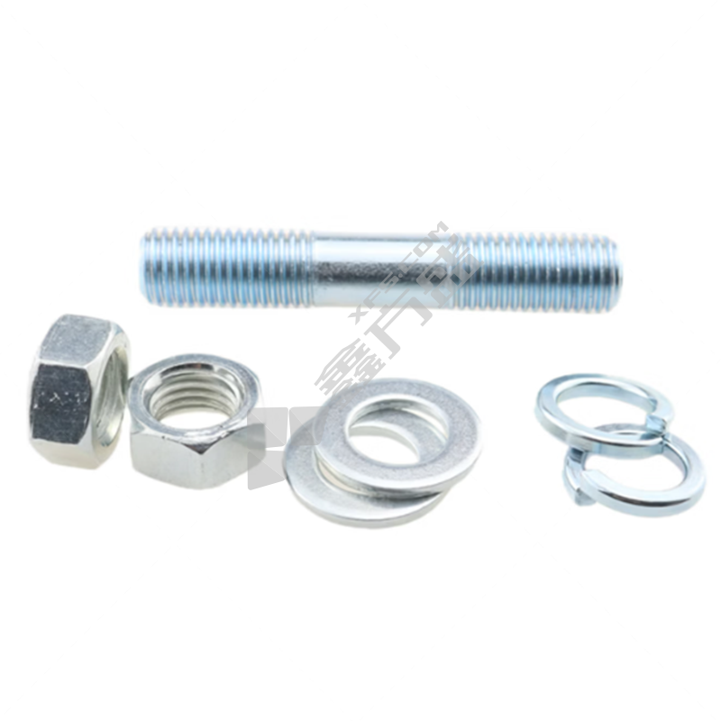 镀锌 碳钢 镀锌双头螺栓含双螺母双平垫双弹垫 M20/160mm