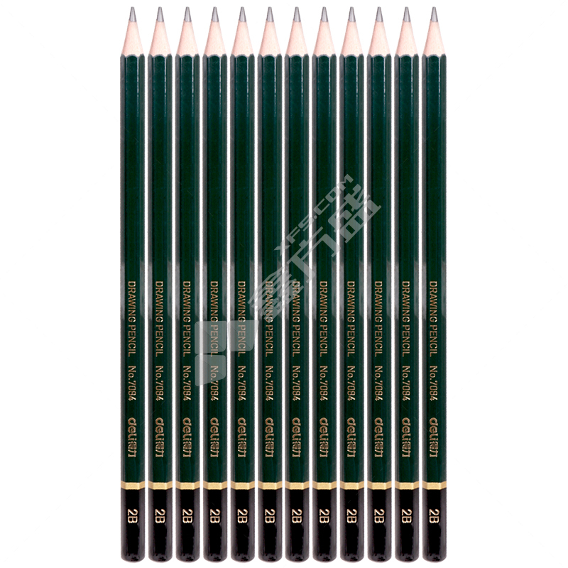 得力deli 高级绘图铅笔 7084 2B 绿色 木质