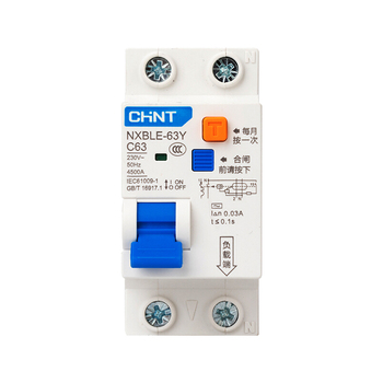 正泰 CHNT 小型漏电断路器NXBLE-63Y系列1P+N NXBLE-63Y 1P+N C50 0.01A 4.5kA 电子式 50A 10mA 1P+N 4.5kA